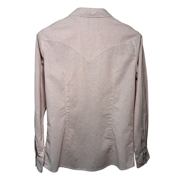 Wrangler Western Snap Shirt Women’s M Red Pinstripe Cotton Cowboy Top - Picture 5 of 11